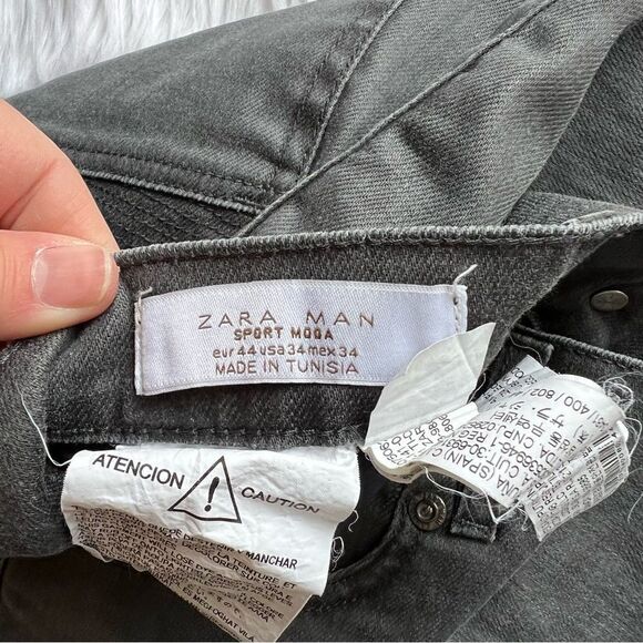 Zara Men’s Sport Moda Gray Jeans Size 34 - Picture 2 of 5